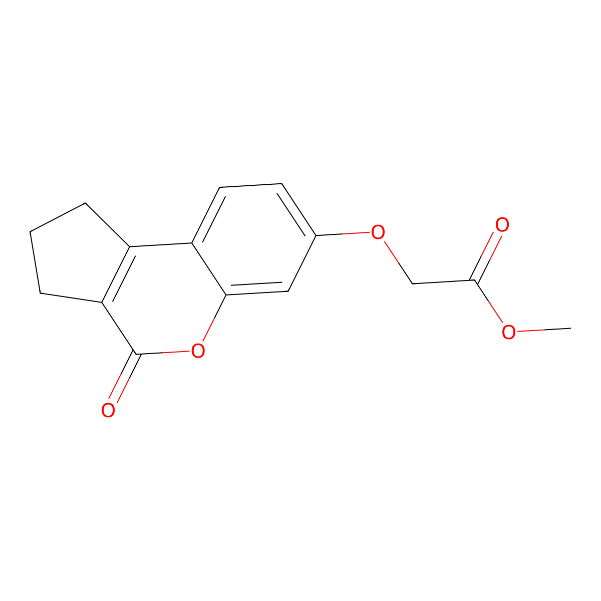 methyl 2-({4-oxo-1H,2H,3H,4H-cyclopenta[c]chromen-7-yl}oxy)acetate molecular structure, CAS 304675-01-2
