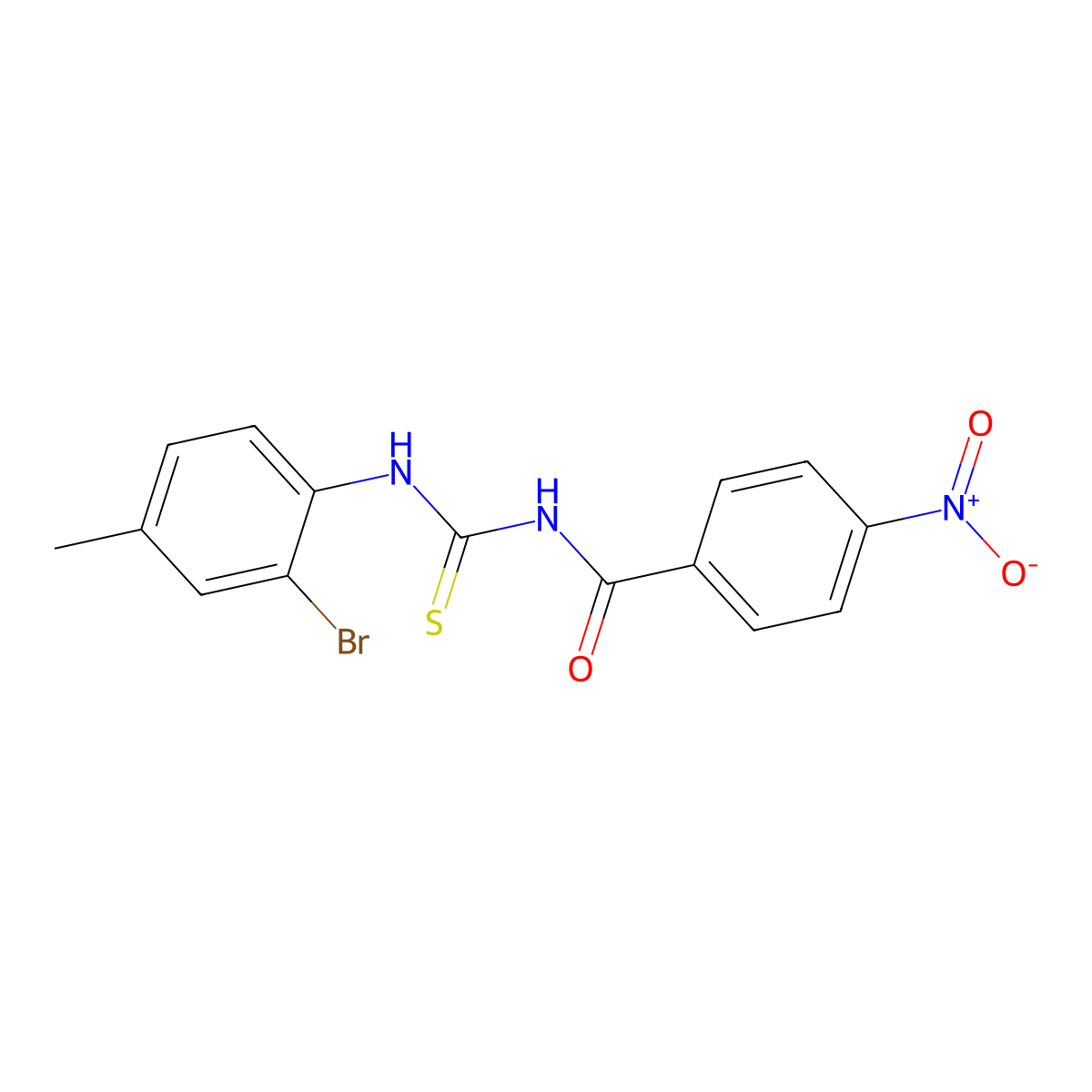 N-[(2-bromo-4-methylphenyl)carbamothioyl]-4-nitrobenzamide molecular structure, CAS 304675-66-9