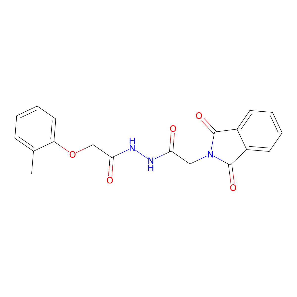N'-[2-(1,3-dioxo-2,3-dihydro-1H-isoindol-2-yl)acetyl]-2-(2-methylphenoxy)acetohydrazide molecular structure, CAS 304676-81-1
