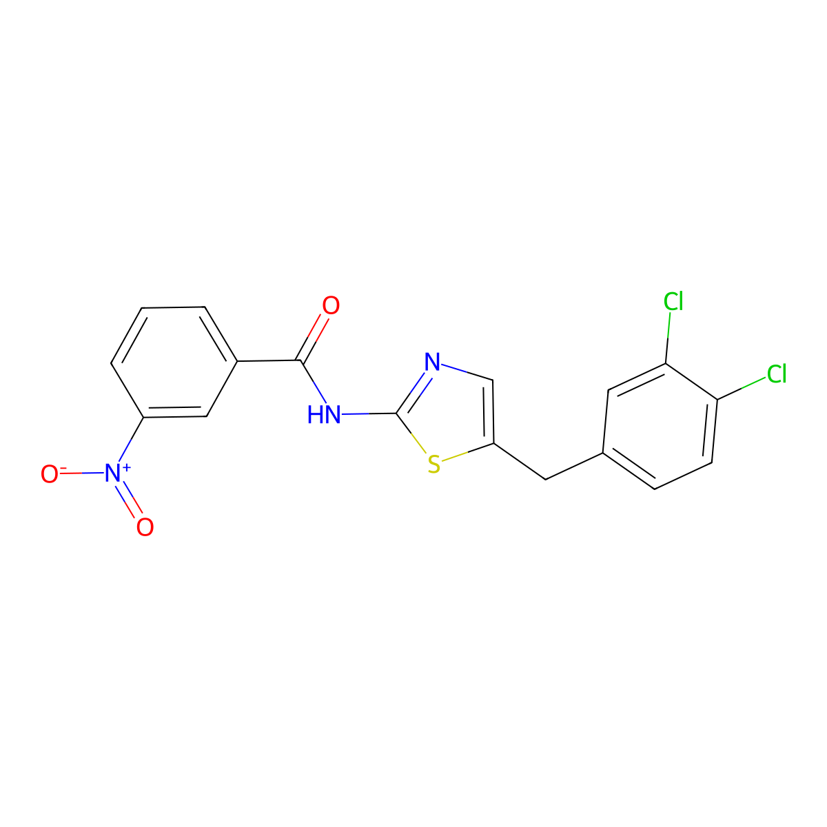 N-[5-[(3,4-dichlorophenyl)methyl]-1,3-thiazol-2-yl]-3-nitrobenzamide molecular structure, CAS 304677-10-9