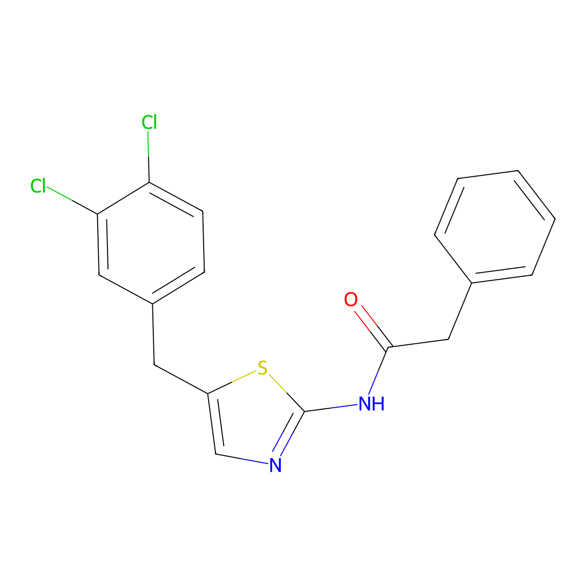 N-[5-[(3,4-dichlorophenyl)methyl]-1,3-thiazol-2-yl]-2-phenylacetamide molecular structure, CAS 304677-15-4