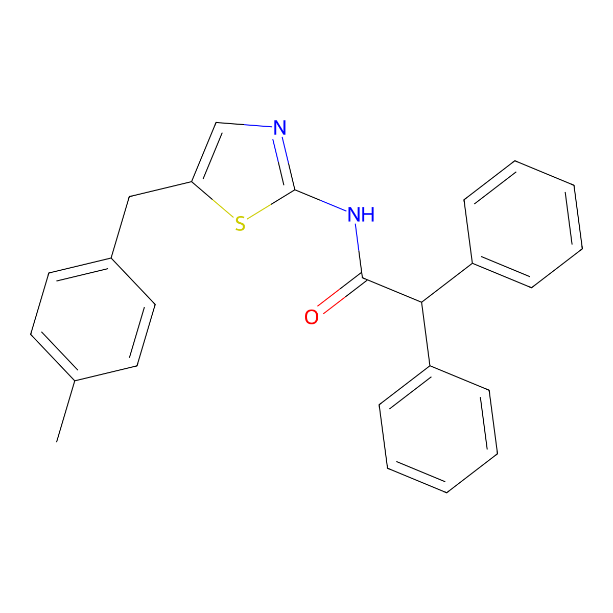 N-[5-(4-methylbenzyl)-1,3-thiazol-2-yl]-2,2-diphenylacetamide molecular structure, CAS 304677-28-9