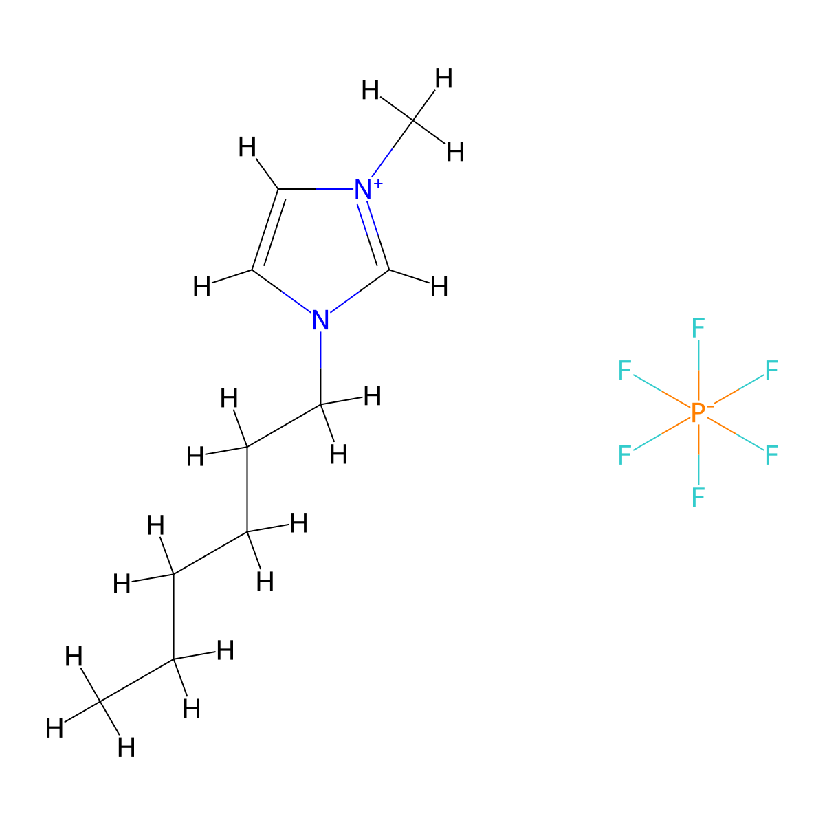 1-Hexyl-3-methylimidazolium hexafluorophosphate molecular structure, CAS 304680-35-1