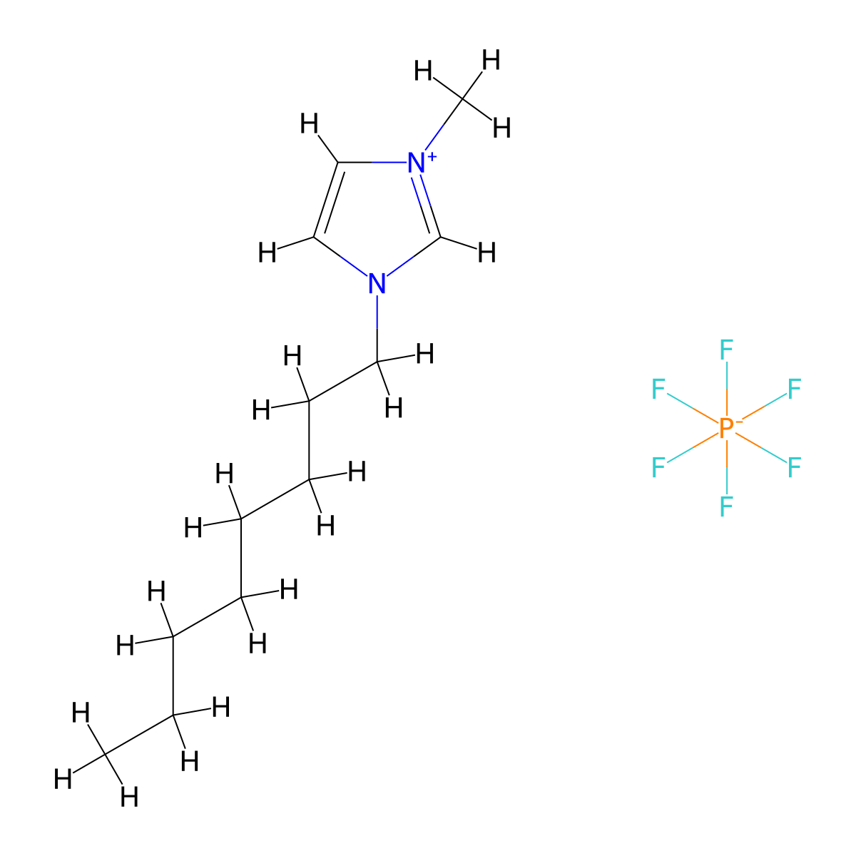 1-Methyl-3-octylimidazolium hexafluorophosphate molecular structure, CAS 304680-36-2