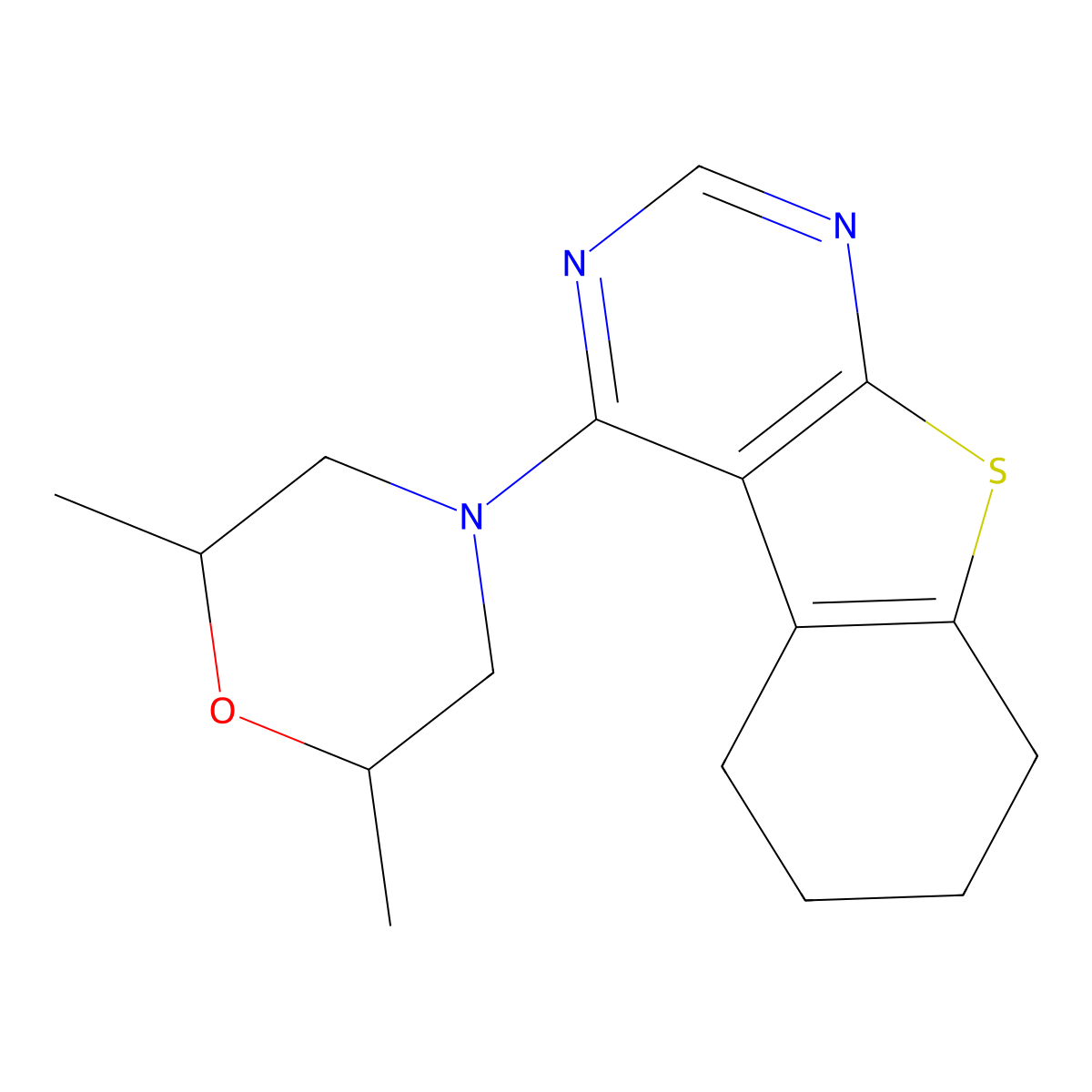 4-(2,6-Dimethylmorpholin-4-yl)-5,6,7,8-tetrahydro[1]benzothieno[2,3-d]pyrimidine molecular structure, CAS 304683-45-2