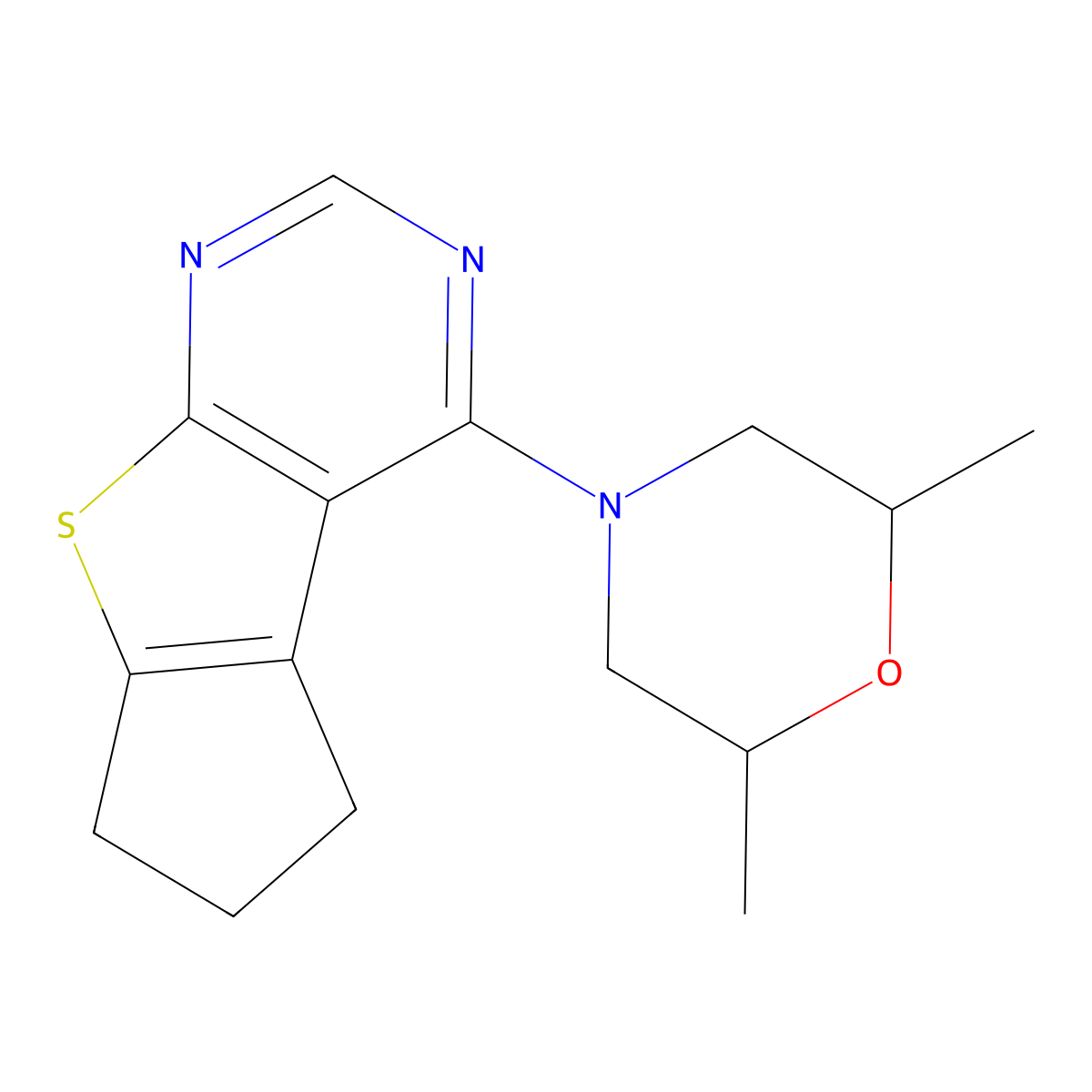 4-(2,6-dimethylmorpholin-4-yl)-6,7-dihydro-5H-cyclopenta[4,5]thieno[2,3-d]pyrimidine molecular structure, CAS 304683-47-4