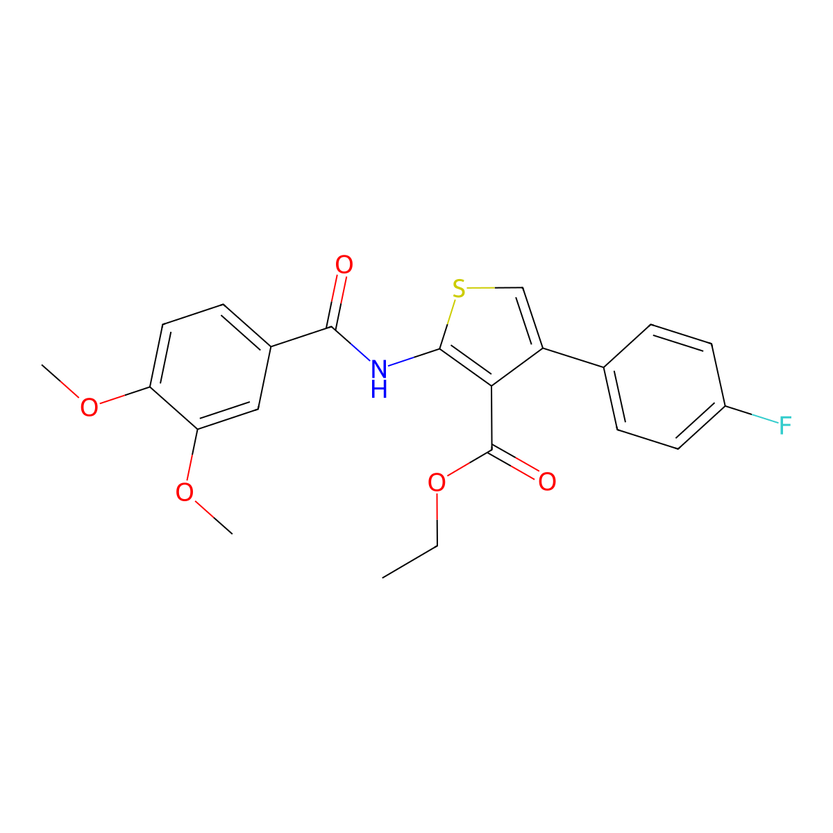 Ethyl 2-(3,4-dimethoxybenzamido)-4-(4-fluorophenyl)thiophene-3-carboxylate molecular structure, CAS 304683-58-7