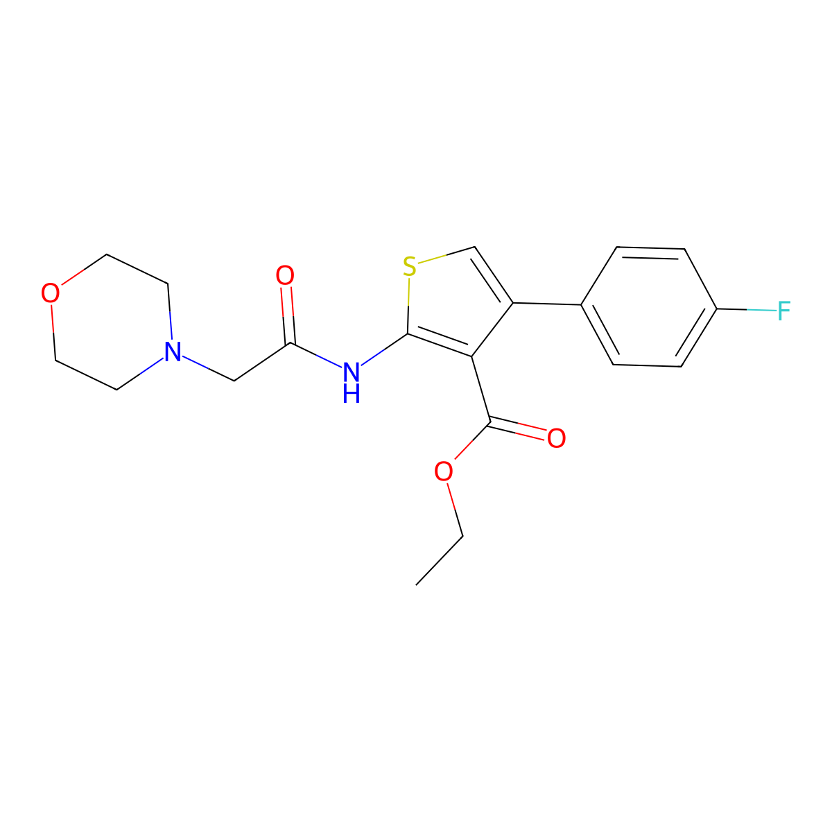 Ethyl 4-(4-fluorophenyl)-2-[(2-morpholin-4-ylacetyl)amino]thiophene-3-carboxylate molecular structure, CAS 304683-59-8
