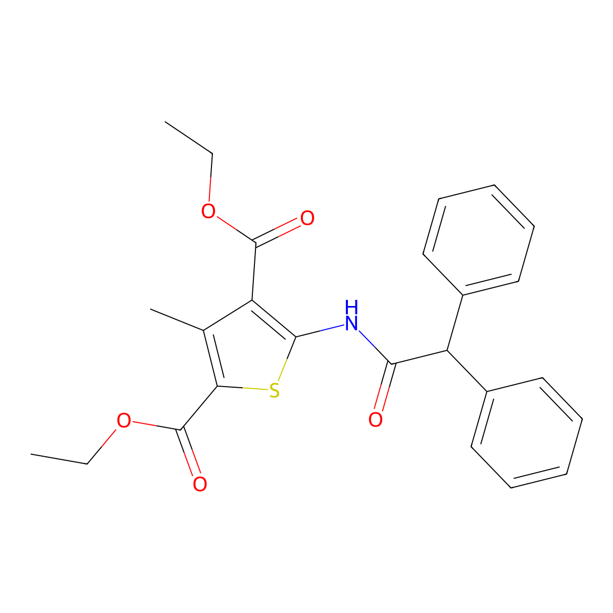 Diethyl 5-[(diphenylacetyl)amino]-3-methylthiophene-2,4-dicarboxylate molecular structure, CAS 304683-62-3