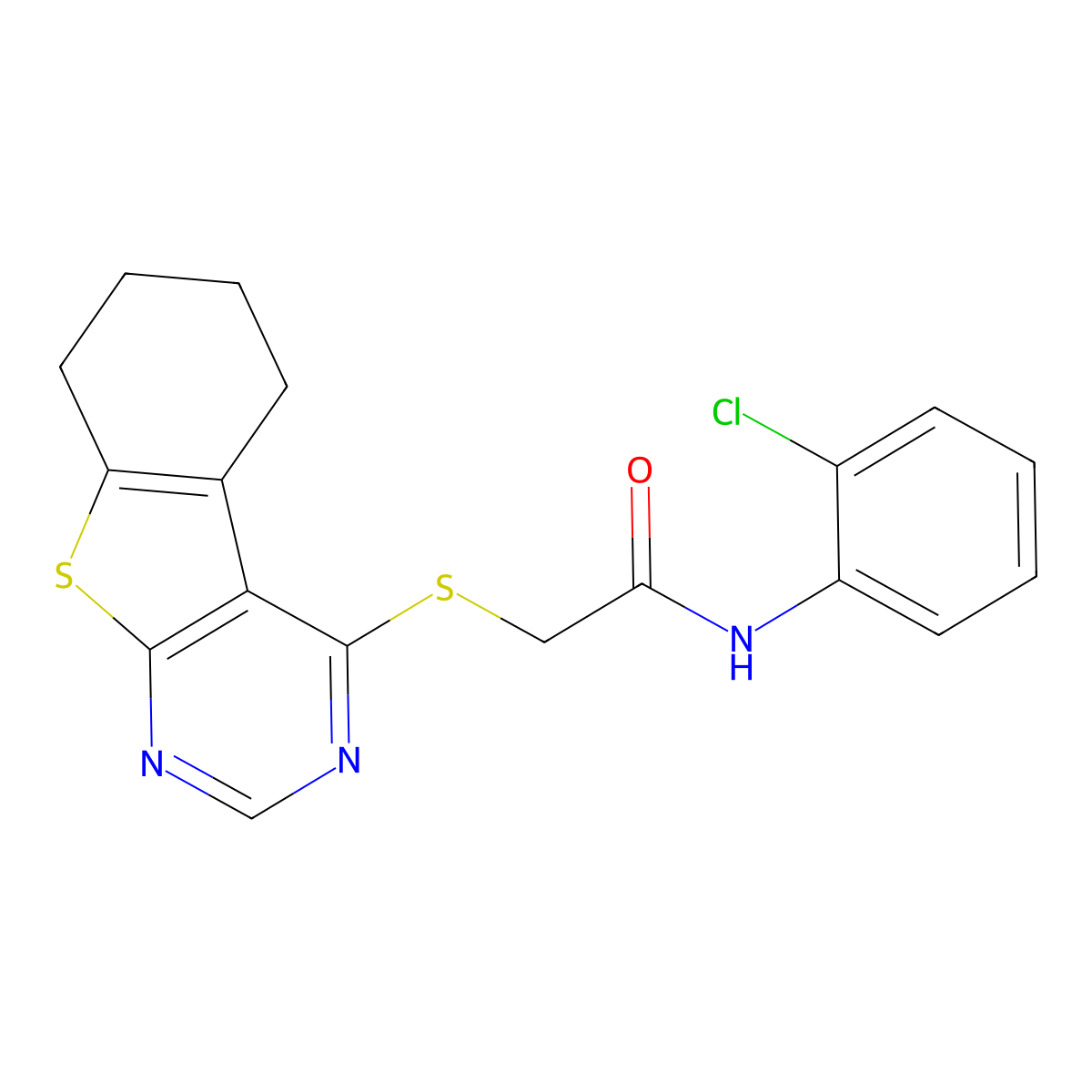 N-(2-chlorophenyl)-2-{8-thia-4,6-diazatricyclo[7.4.0.0^{2,7}]trideca-1(9),2,4,6-tetraen-3-ylsulfanyl}acetamide molecular structure, CAS 304683-77-0