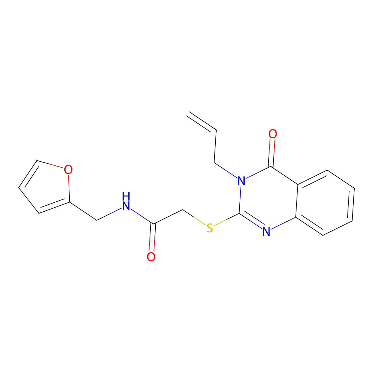 N-[(furan-2-yl)methyl]-2-{[4-oxo-3-(prop-2-en-1-yl)-3,4-dihydroquinazolin-2-yl]sulfanyl}acetamide molecular structure, CAS 304684-05-7
