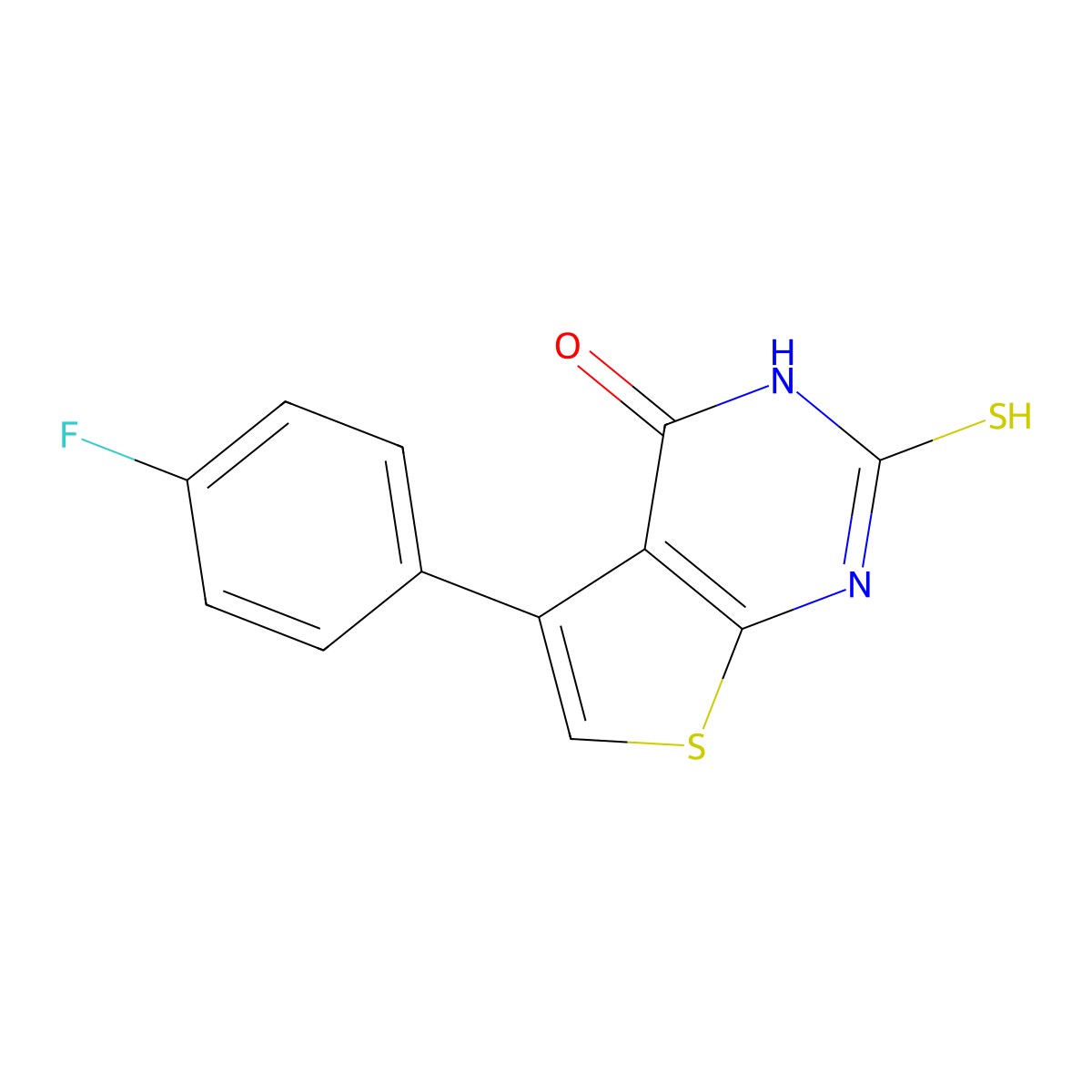 5-(4-fluorophenyl)-2-sulfanyl-3H,4H-thieno[2,3-d]pyrimidin-4-one molecular structure, CAS 304684-28-4