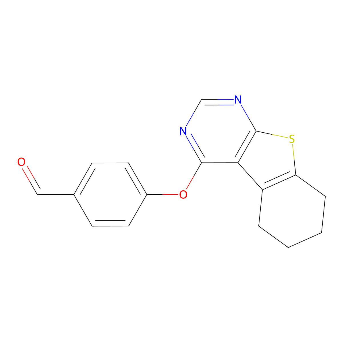 4-(5,6,7,8-Tetrahydro[1]benzothieno[2,3-d]pyrimidin-4-yloxy)benzaldehyde molecular structure, CAS 304684-44-4
