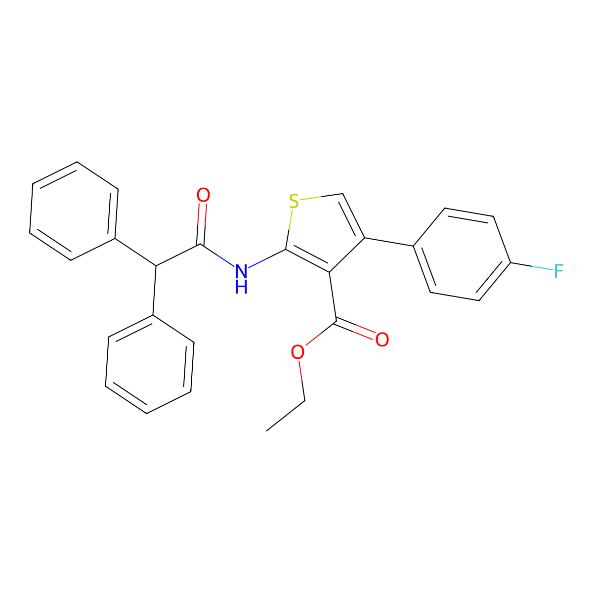 Ethyl 2-(2,2-diphenylacetamido)-4-(4-fluorophenyl)thiophene-3-carboxylate molecular structure, CAS 304684-57-9
