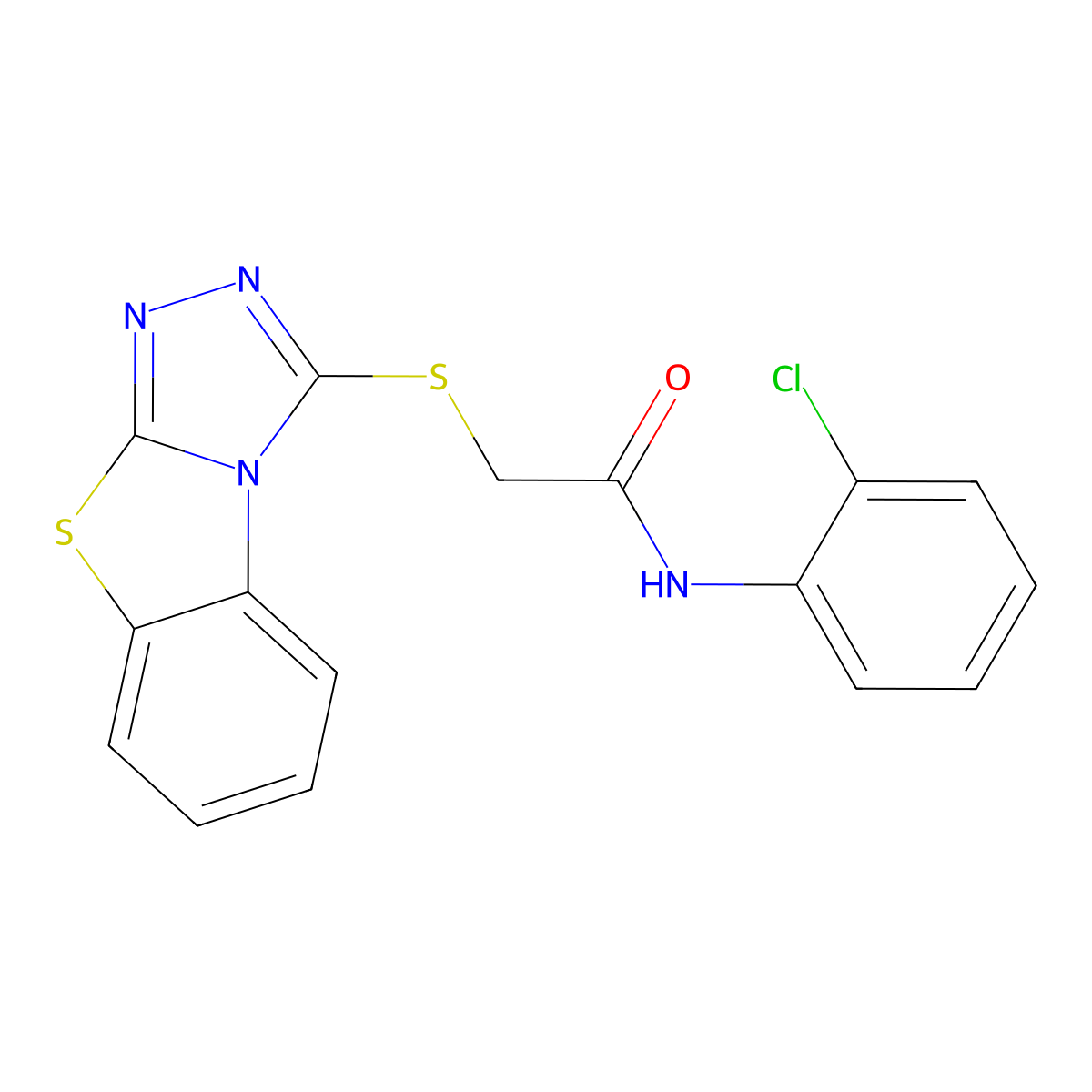 2-(benzo[4,5]thiazolo[2,3-c][1,2,4]triazol-3-ylthio)-N-(2-chlorophenyl)acetamide molecular structure, CAS 304684-93-3