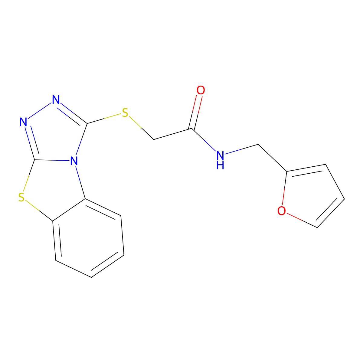 2-(benzo[4,5]thiazolo[2,3-c][1,2,4]triazol-3-ylthio)-N-(furan-2-ylmethyl)acetamide molecular structure, CAS 304684-94-4