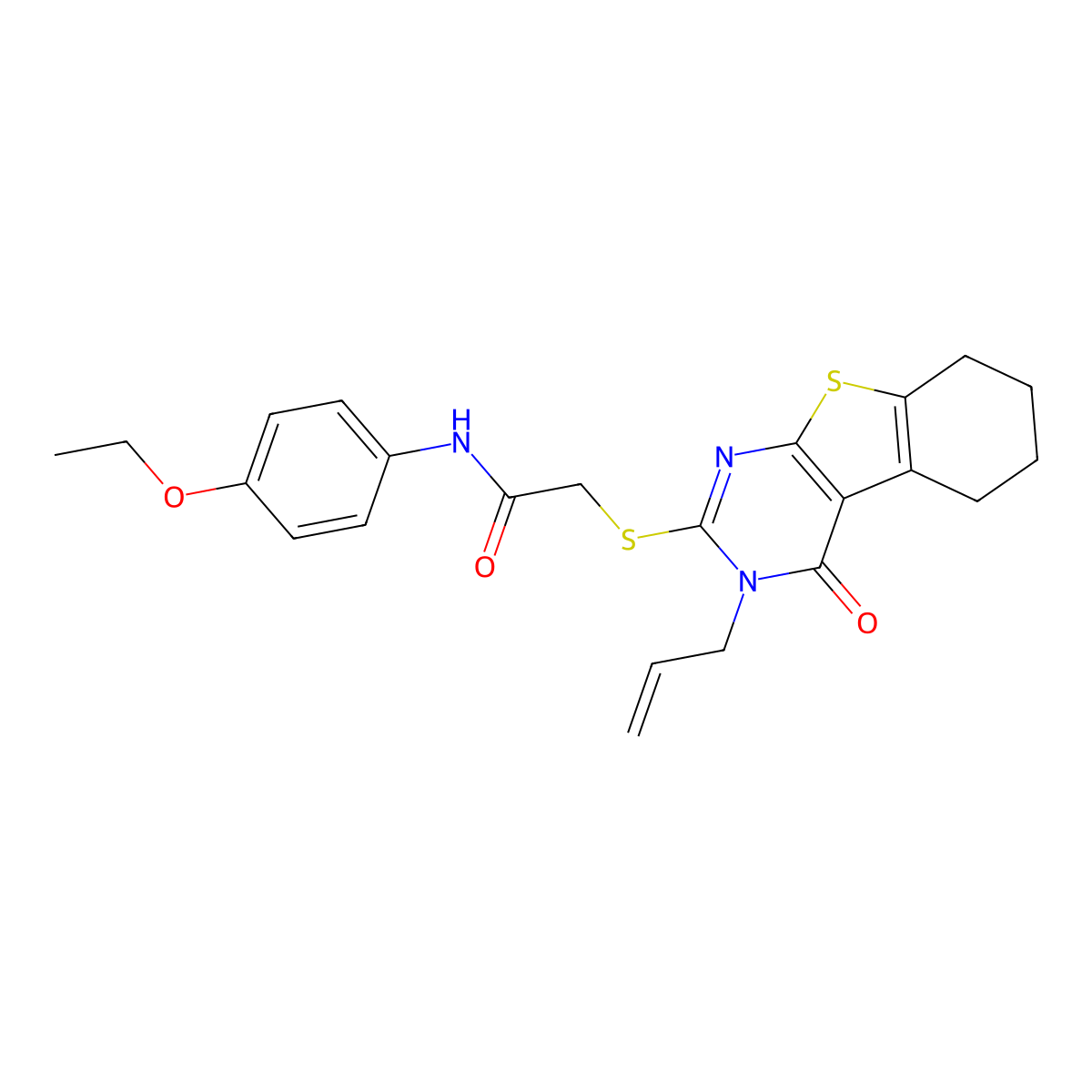 N-(4-ethoxyphenyl)-2-{[3-oxo-4-(prop-2-en-1-yl)-8-thia-4,6-diazatricyclo[7.4.0.0^{2,7}]trideca-1(9),2(7),5-trien-5-yl]sulfanyl}acetamide molecular structure, CAS 304684-95-5