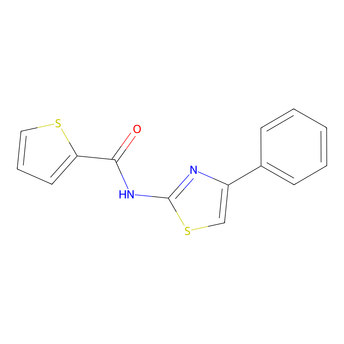 N-(4-phenyl-1,3-thiazol-2-yl)thiophene-2-carboxamide molecular structure, CAS 304685-17-4