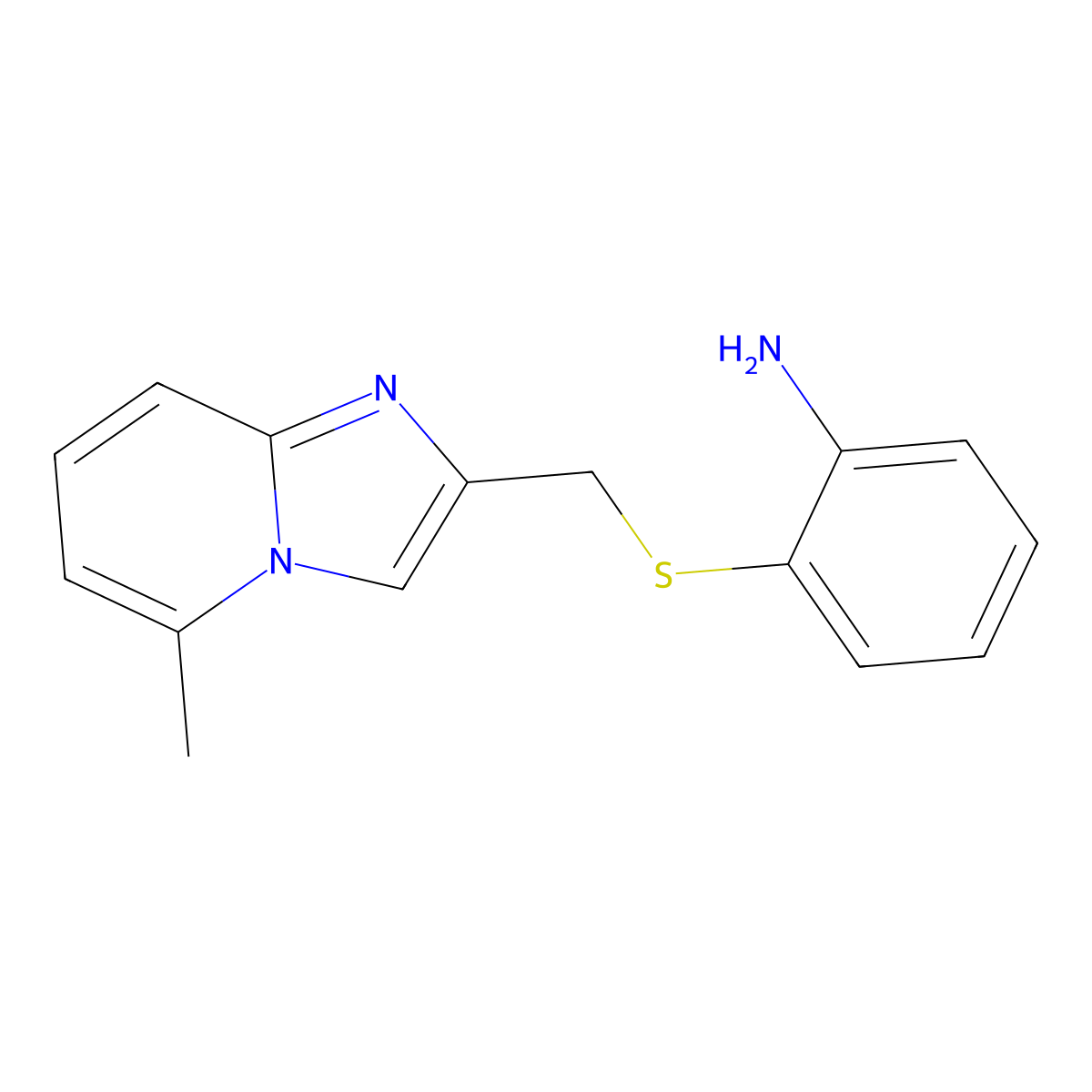 2-(((5-Methylimidazo[1,2-a]pyridin-2-yl)methyl)thio)aniline molecular structure, CAS 304685-19-6