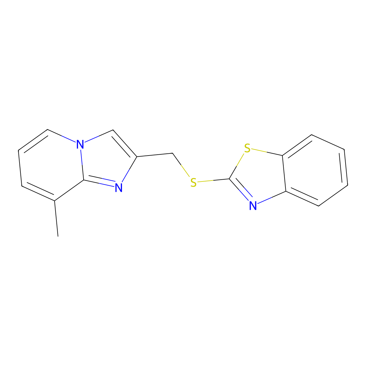 2-[[(8-Methylimidazo[1,2-a]pyridin-2-yl)methyl]thio]benzothiazole molecular structure, CAS 304685-20-9