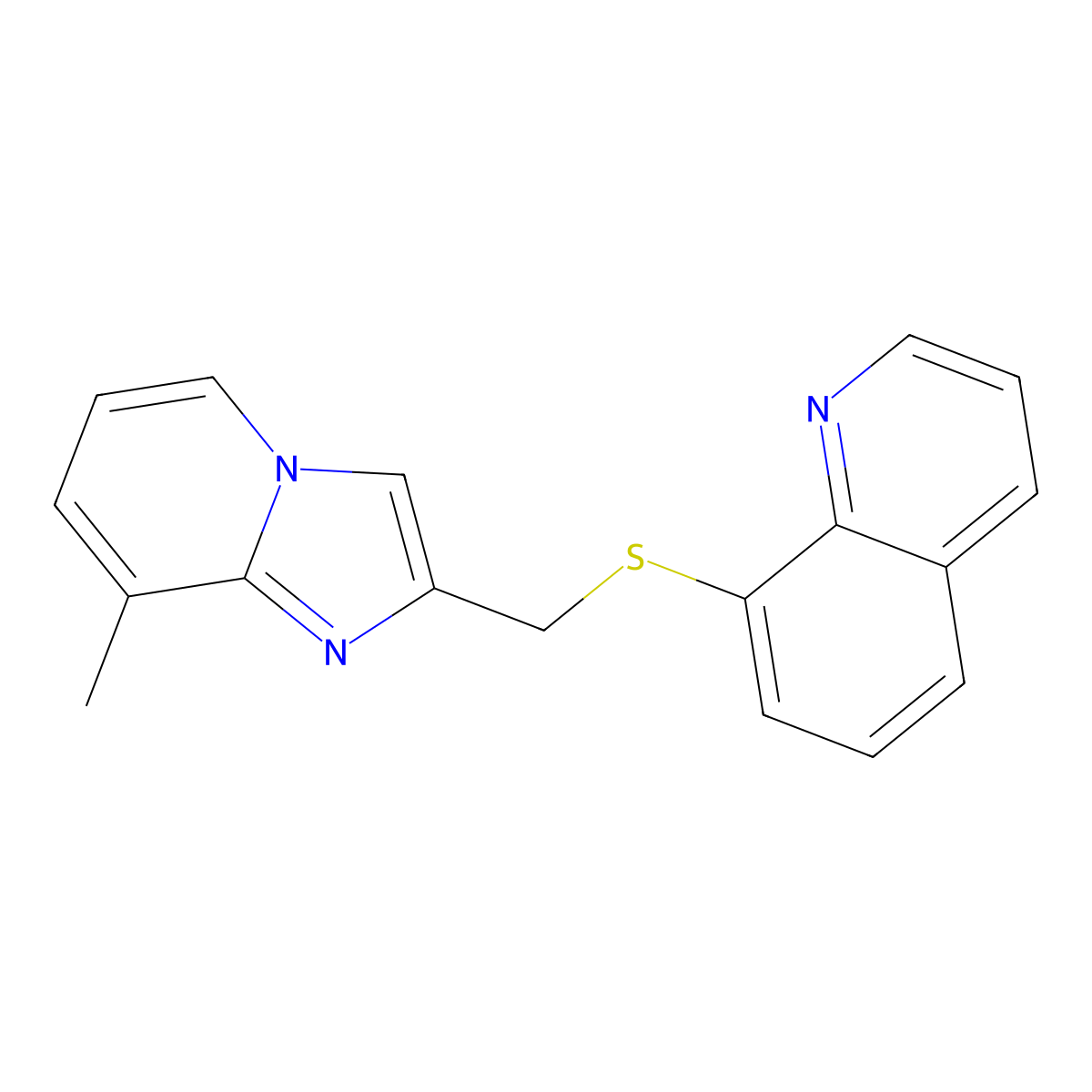 8-[({8-Methylimidazo[1,2-a]pyridin-2-yl}methyl)sulfanyl]quinoline molecular structure, CAS 304685-29-8