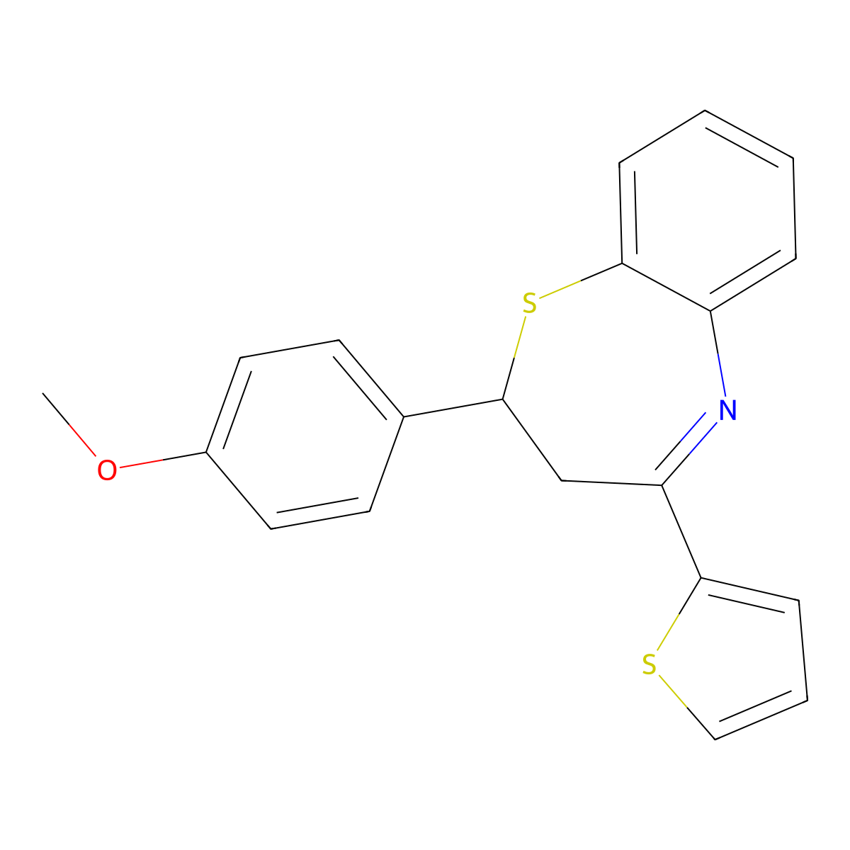 2-(4-Methoxyphenyl)-4-(thiophen-2-yl)-2,3-dihydro-1,5-benzothiazepine molecular structure, CAS 304685-34-5