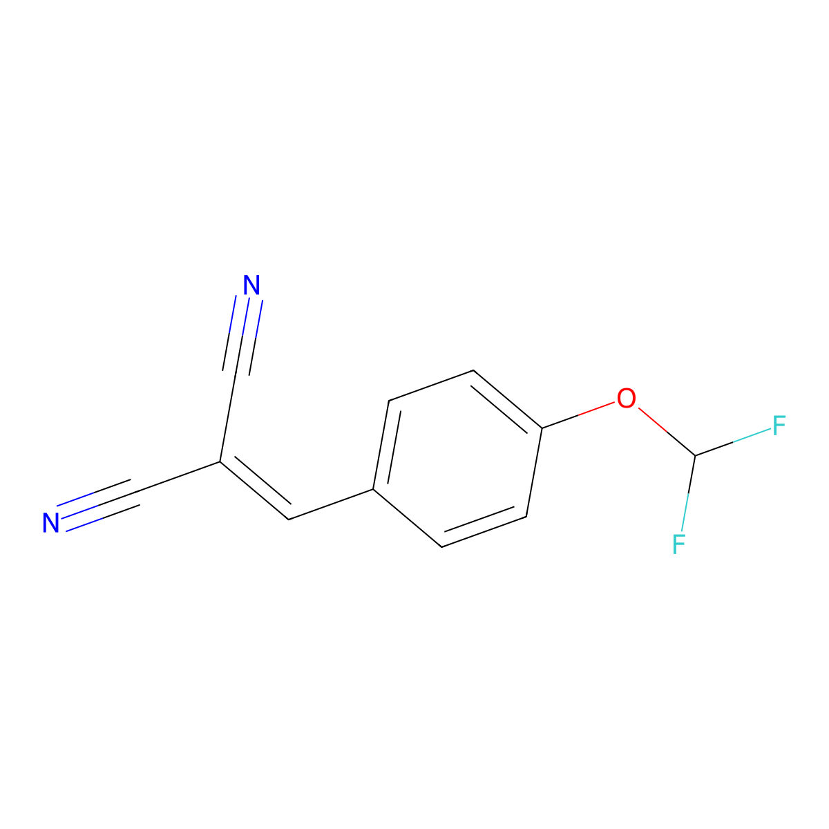 Propanedinitrile, 2-[[4-(difluoromethoxy)phenyl]methylene]- molecular structure, CAS 304685-68-5
