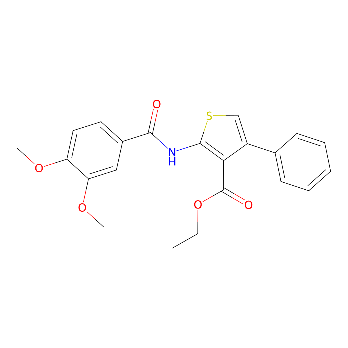Ethyl 2-(3,4-dimethoxybenzamido)-4-phenylthiophene-3-carboxylate molecular structure, CAS 304685-72-1