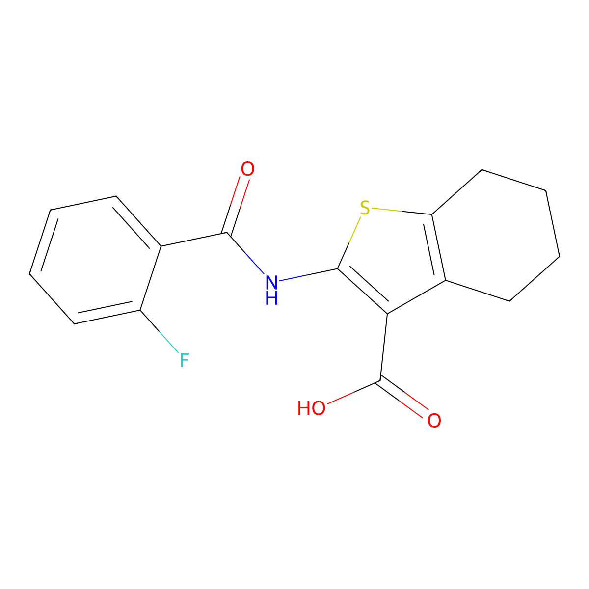2-[(2-Fluorobenzoyl)amino]-4,5,6,7-tetrahydro-1-benzothiophene-3-carboxylic acid molecular structure, CAS 304685-78-7
