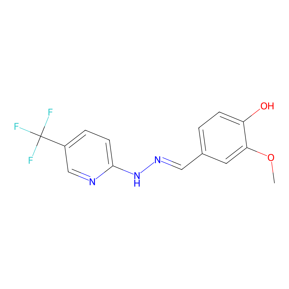4-Hydroxy-3-methoxybenzaldehyde 2-[5-(trifluoromethyl)-2-pyridinyl]hydrazone molecular structure, CAS 304685-79-8