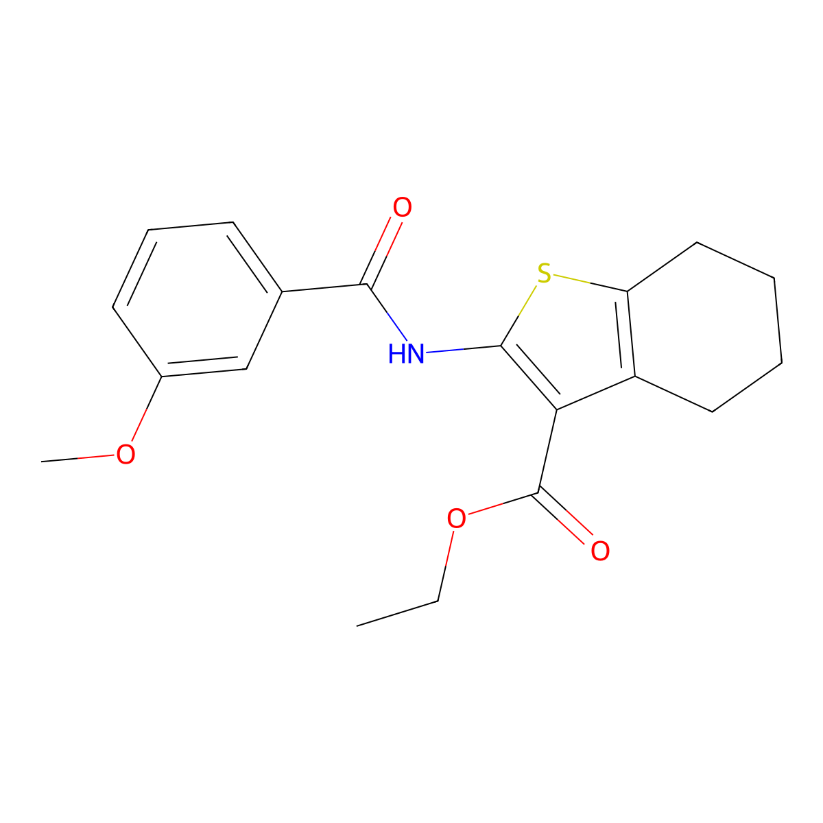 Ethyl 2-[(3-methoxybenzoyl)amino]-4,5,6,7-tetrahydro-1-benzothiophene-3-carboxylate molecular structure, CAS 304685-82-3