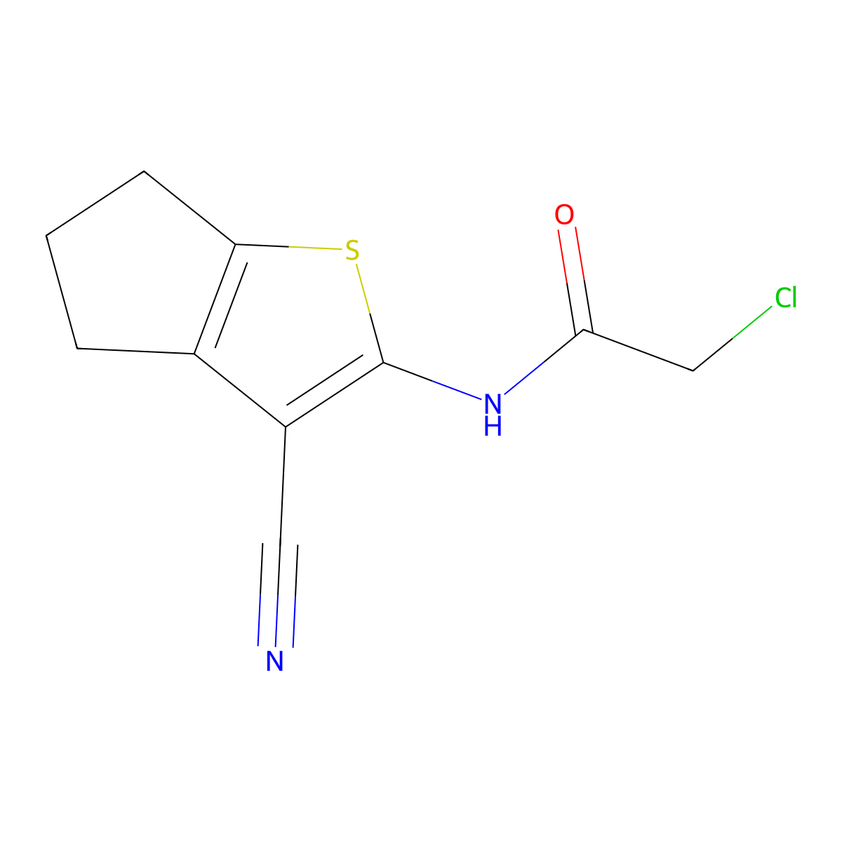 2-chloro-N-(3-cyano-5,6-dihydro-4H-cyclopenta(b)thiophen-2-yl)acetamide molecular structure, CAS 304685-87-8