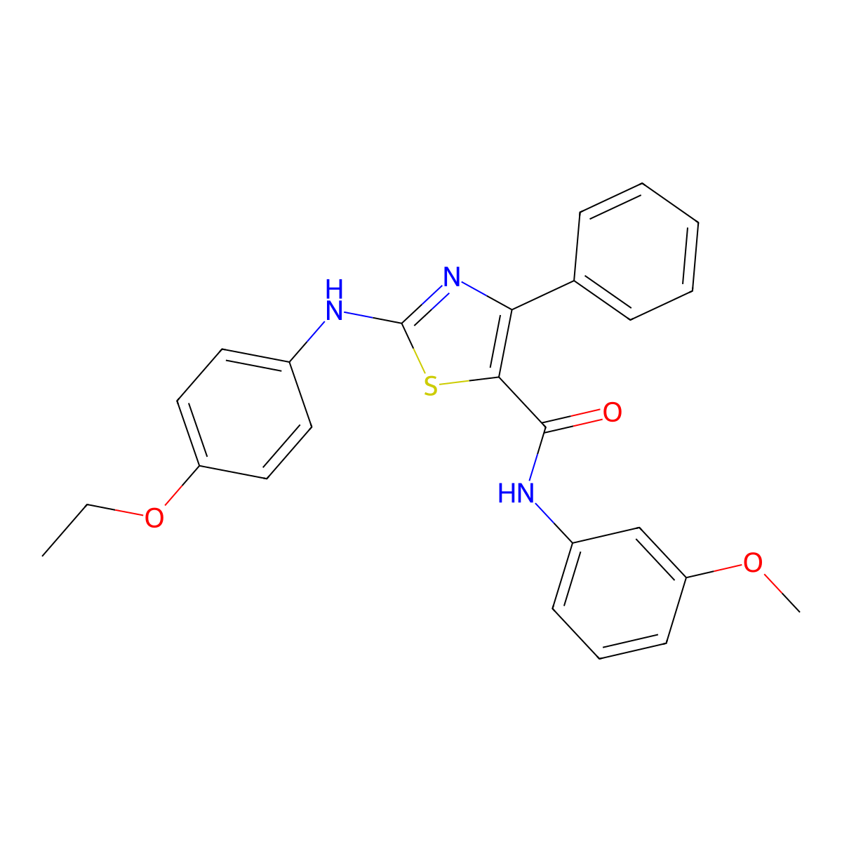 2-[(4-ethoxyphenyl)amino]-N-(3-methoxyphenyl)-4-phenyl-1,3-thiazole-5-carboxamide molecular structure, CAS 304685-91-4
