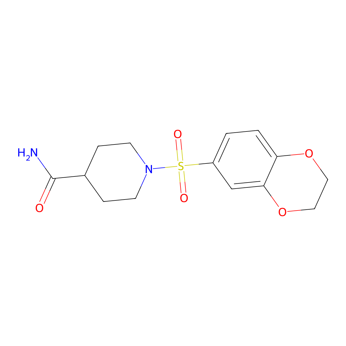 1-(2,3-Dihydro-1,4-benzodioxin-6-ylsulfonyl)piperidine-4-carboxamide molecular structure, CAS 304685-96-9