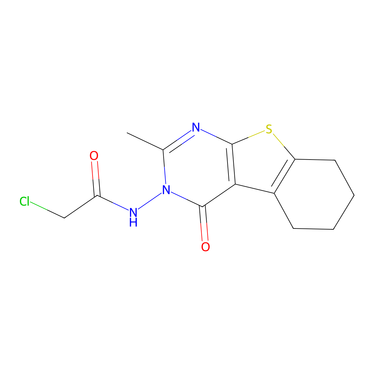 2-chloro-N-(2-methyl-4-oxo-5,6,7,8-tetrahydro[1]benzothieno[2,3-d]pyrimidin-3(4H)-yl)acetamide molecular structure, CAS 304686-23-5