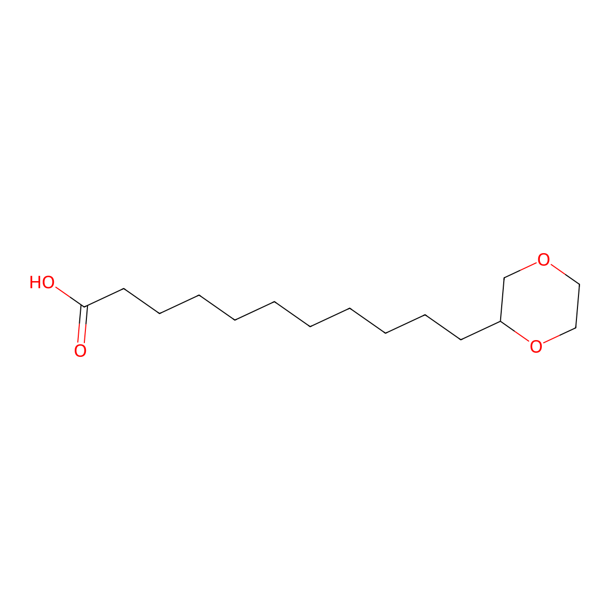 11-(1,4-Dioxan-2-yl)undecanoic acid molecular structure, CAS 304686-34-8