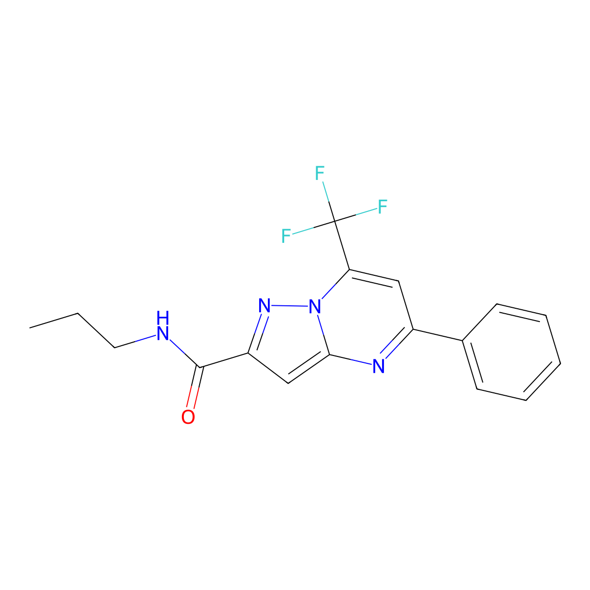 5-phenyl-N-propyl-7-(trifluoromethyl)pyrazolo[1,5-a]pyrimidine-2-carboxamide molecular structure, CAS 304686-69-9