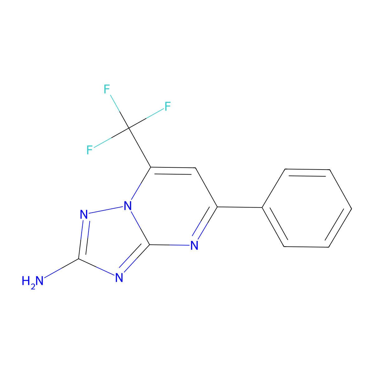 5-Phenyl-7-(trifluoromethyl)(1,2,4)triazolo(1,5-a)pyrimidin-2-amine molecular structure, CAS 304687-29-4