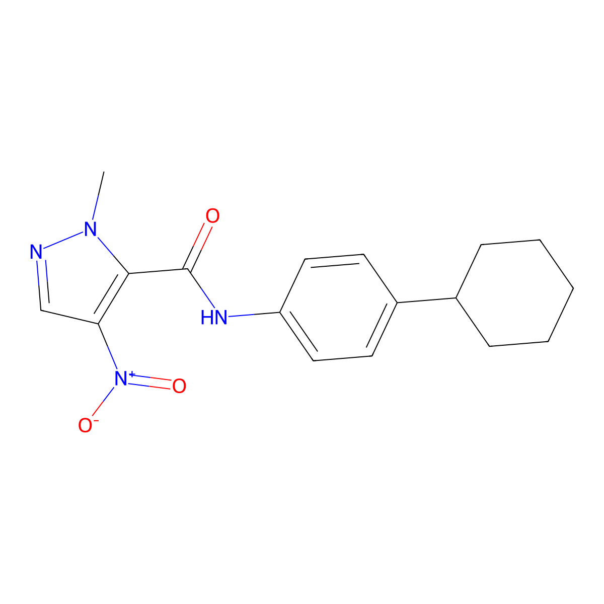 N-(4-cyclohexylphenyl)-1-methyl-4-nitro-1H-pyrazole-5-carboxamide molecular structure, CAS 304687-30-7