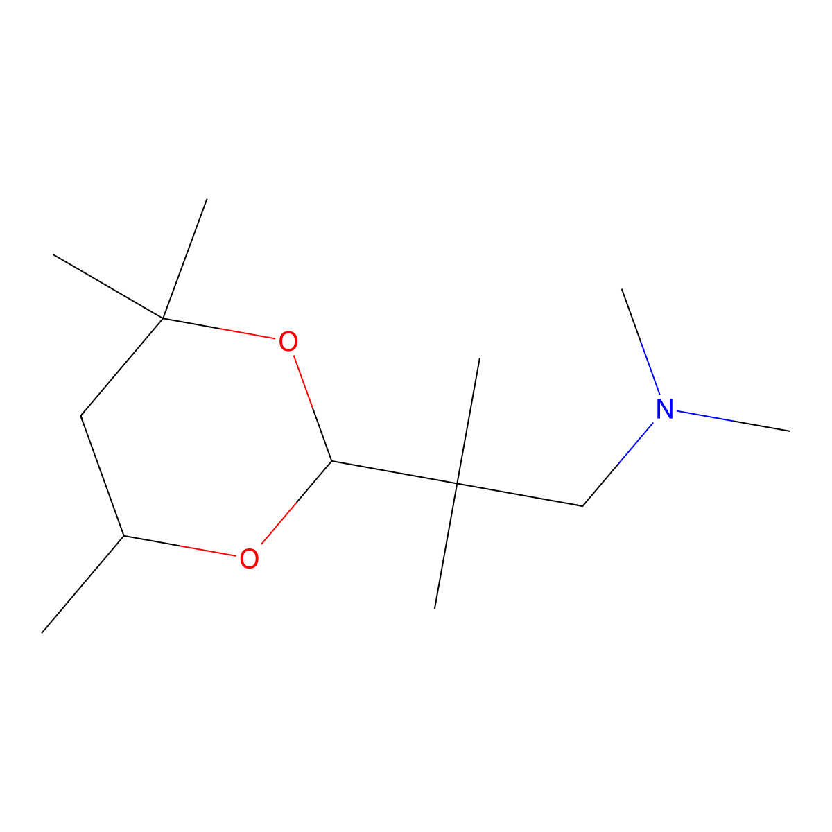 N,N,2-trimethyl-2-(4,4,6-trimethyl-1,3-dioxan-2-yl)propan-1-amine molecular structure, CAS 304687-53-4