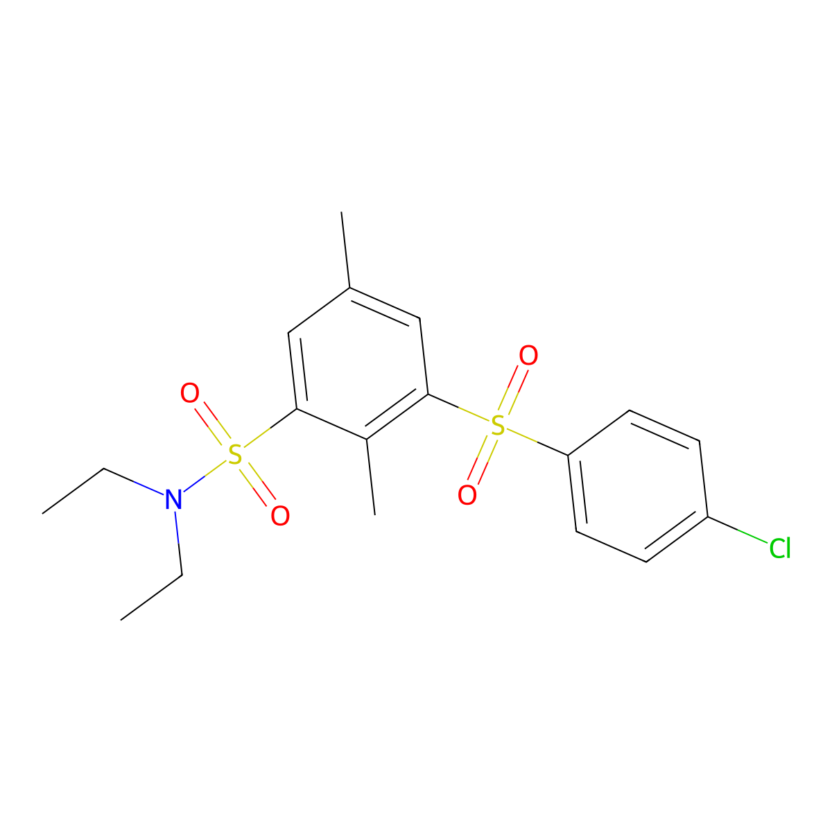 3-(4-chlorophenyl)sulfonyl-N,N-diethyl-2,5-dimethylbenzenesulfonamide molecular structure, CAS 304687-57-8