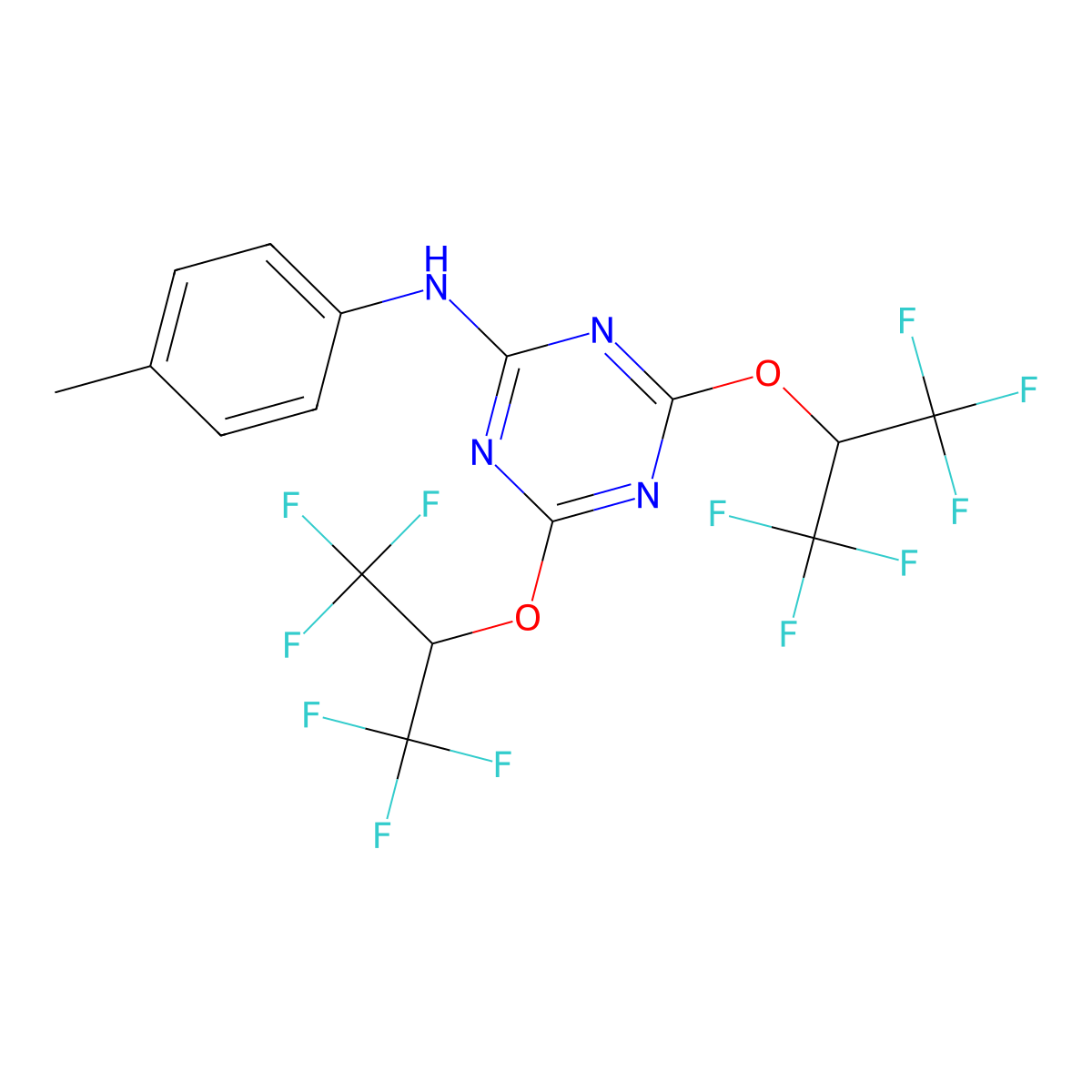 4,6-bis[(1,1,1,3,3,3-hexafluoropropan-2-yl)oxy]-N-(4-methylphenyl)-1,3,5-triazin-2-amine molecular structure, CAS 304688-09-3
