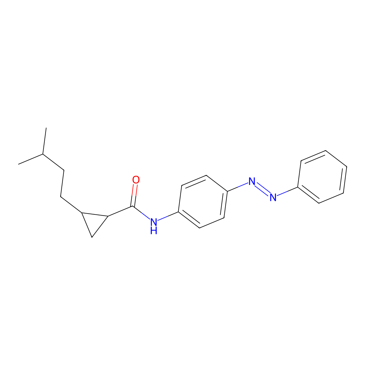 Cyclopropanecarboxamide, 2-(3-methylbutyl)-N-[4-(2-phenyldiazenyl)phenyl]- molecular structure, CAS 304688-20-8