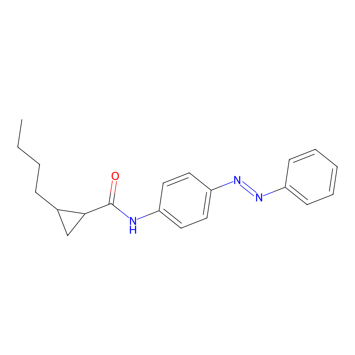Cyclopropanecarboxamide, 2-butyl-N-[4-(2-phenyldiazenyl)phenyl]- molecular structure, CAS 304688-24-2