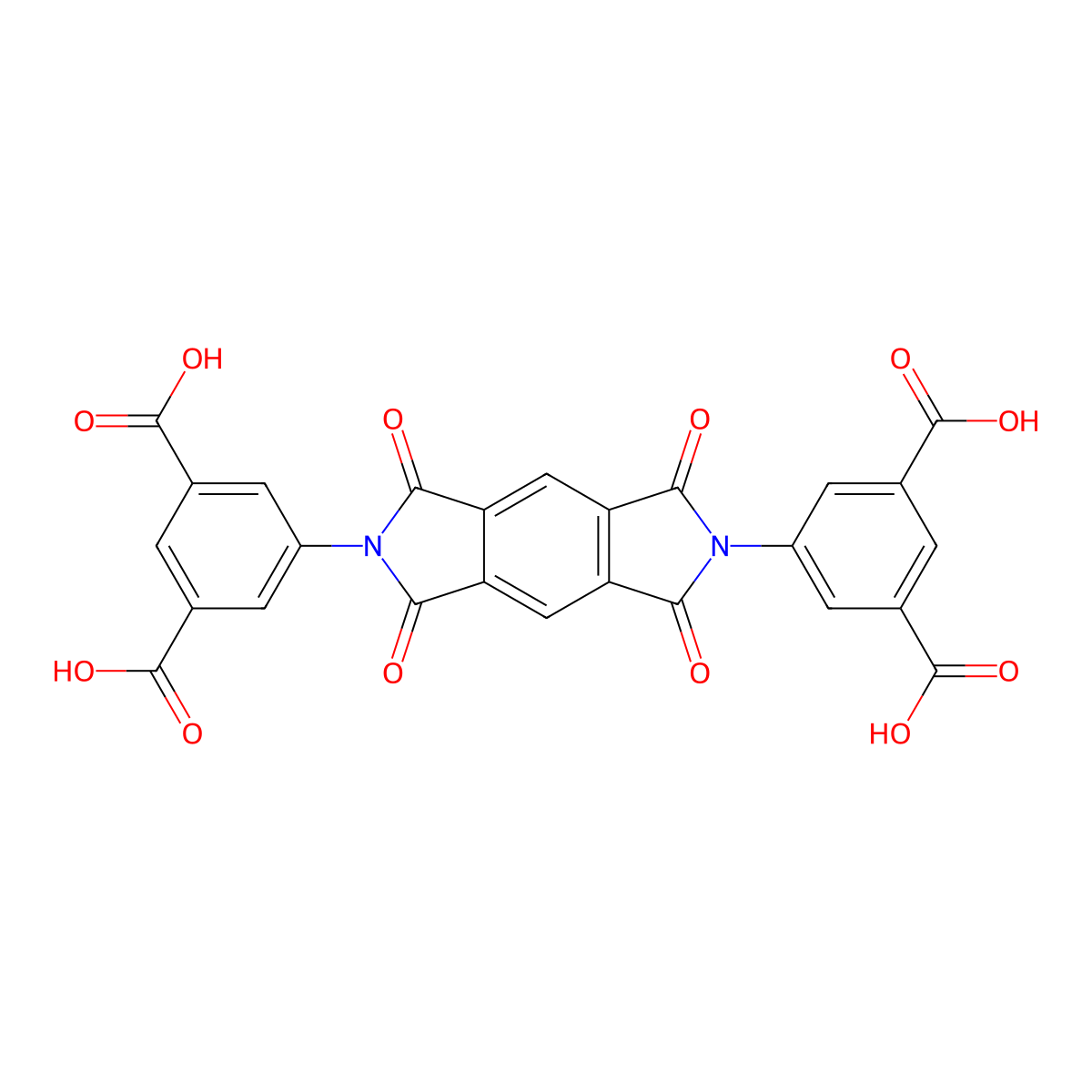5,5'-(1,3,5,7-Tetraoxopyrrolo[3,4-f]isoindole-2,6(1H,3H,5H,7H)-diyl)diisophthalic acid molecular structure, CAS 304689-02-9