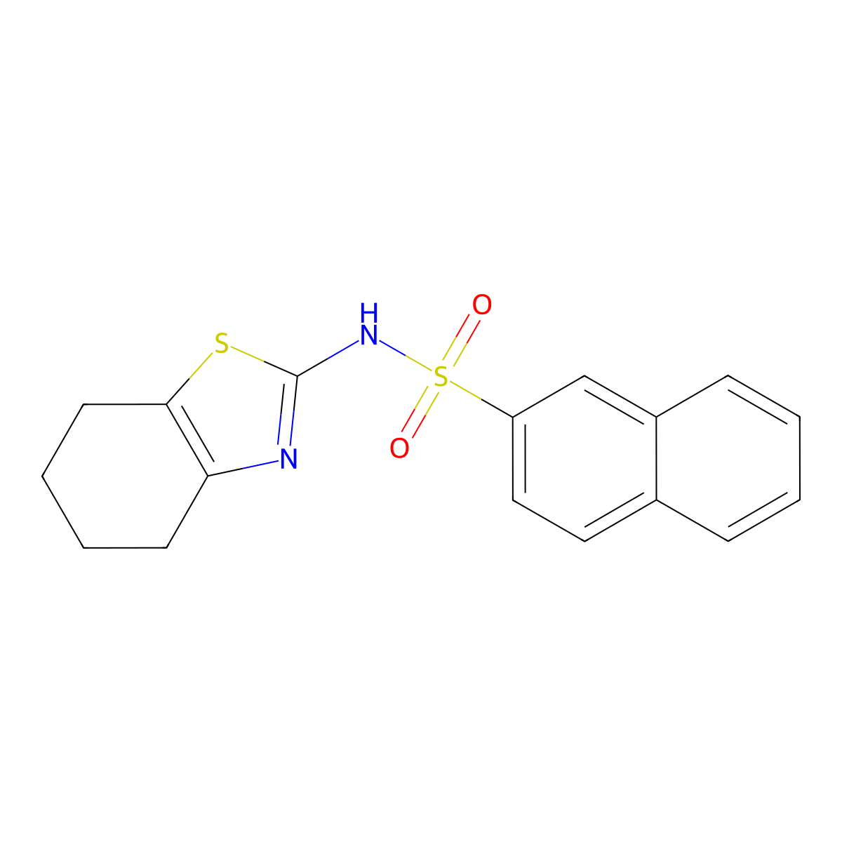 N-(4,5,6,7-tetrahydro-1,3-benzothiazol-2-yl)naphthalene-2-sulfonamide molecular structure, CAS 304690-75-3