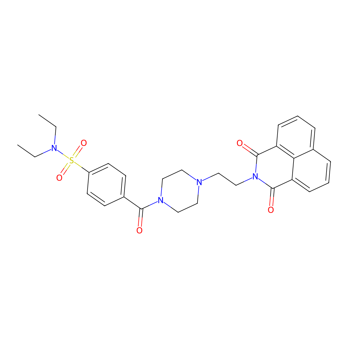 4-(4-(2-(1,3-dioxo-1H-benzo[de]isoquinolin-2(3H)-yl)ethyl)piperazine-1-carbonyl)-N,N-diethylbenzenesulfonamide molecular structure, CAS 304691-36-9