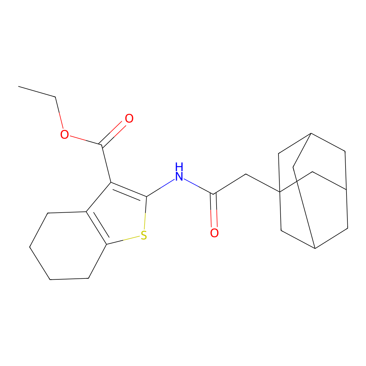 Ethyl 2-[(1-adamantylacetyl)amino]-4,5,6,7-tetrahydro-1-benzothiophene-3-carboxylate molecular structure, CAS 304691-42-7