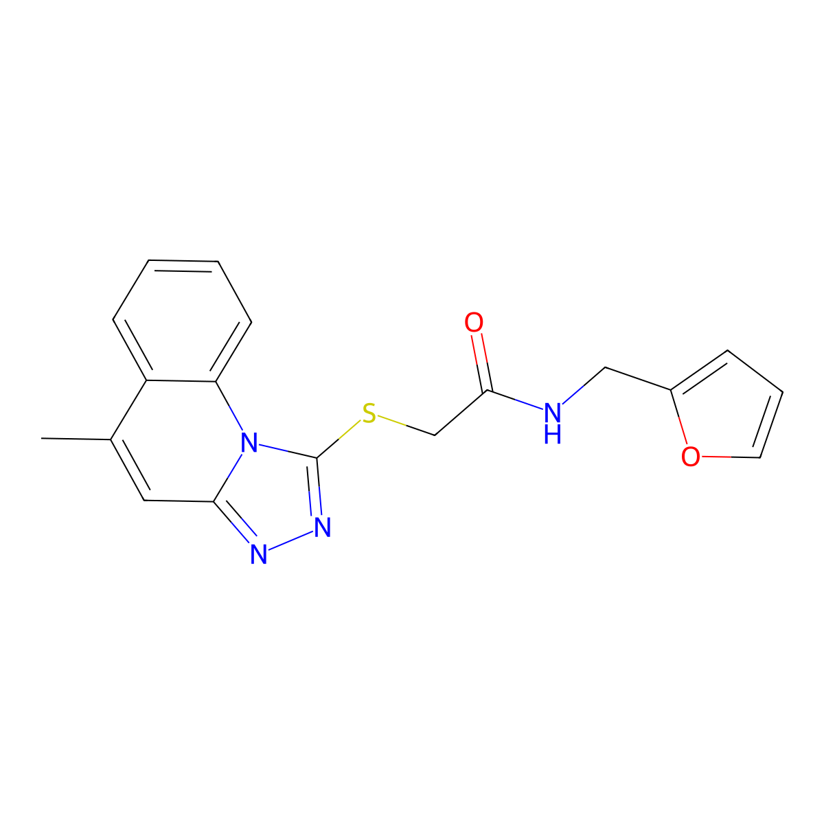 N-(2-furylmethyl)-2-[(5-methyl[1,2,4]triazolo[4,3-a]quinolin-1-yl)thio]acetamide molecular structure, CAS 304692-15-7