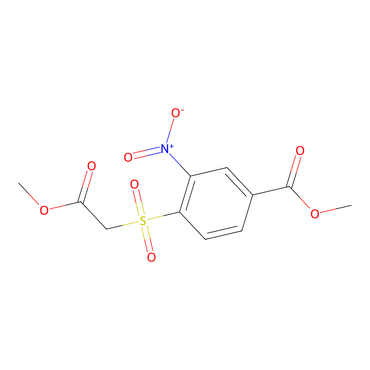Methyl 4-(2-methoxy-2-oxoethylsulfonyl)-3-nitrobenzoate molecular structure, CAS 304692-53-3